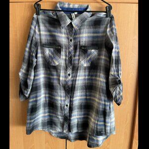 Hang Ten Plaid Lace Pocket Button Down Shirt - Size XL/Extra Large